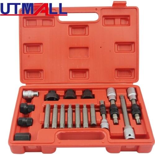18pcs Alternator Repair Tool of Alternator Freewheel Pulley Puller Removal Socket Tool Kit