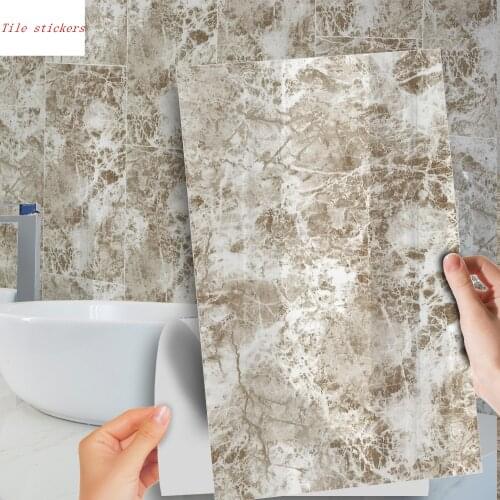 Marbling Living room wall renovation wall stickers PVC Self-adhesive wallpaper Waterproof wall sticker for bathroom sink 30x60cm