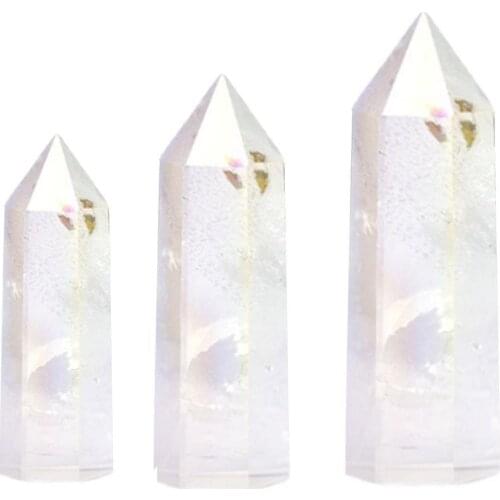 New Natural Aura Clear Quartz Crystal Point Wand Healing Stone Energy Quartz Home Decoration Reiki Polished Stone Chakra Tower