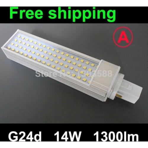 Drop price ! PF0.9 72leds 2835 SMD 14W G24 LED PL 1300 Lumens real test Down Light Bulb Lamp Lighting 85~265V Free shipping