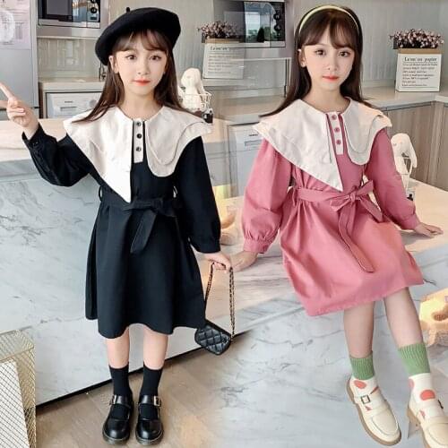 Girl Long Sleeve Dress New Spring Children Clothes Age 4-12 Fashion Students Dresses