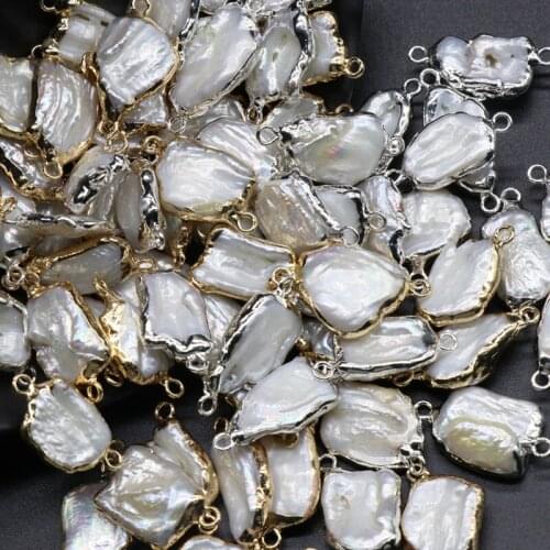 Natural Freshwater Pearl Pendants Real Raw Irregular Baroque Pearl Pendants Connector Beaded Charm DIY for Necklaces Bracelets