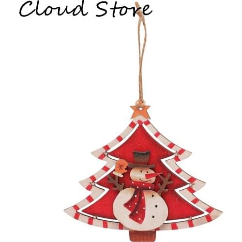 Christmas Wooden Tree Frame Cartoon Pendant/Old Man Elk Snowman/XMAS Decor/Festive Atmosphere Scene Dress Up/Childrens Gifts
