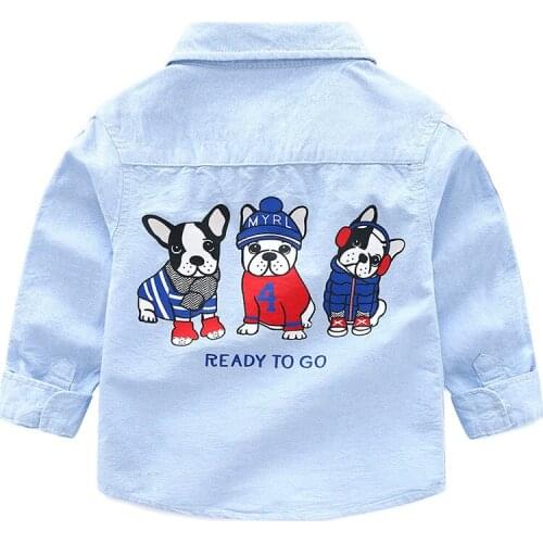 2019 New Arrival Enfant Boys Girls Shirts Cotton Children Clothes Long Sleeve Classic Cartoon dog Kids Blouses Boys Shirt 2-6y