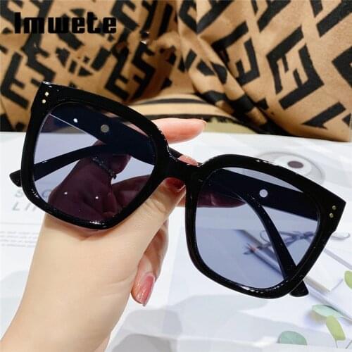 Imwete Retro Oversized Sunglasses Men Women Trendy Black Sunglass Vintage Square Sun Glasses Driver Goggles UV400 eyeglasses