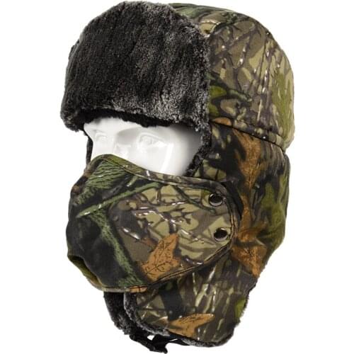 Tactical Camouflage Military Boonie Hat Men Winter Outdoor Windproof Warm Fleece Mask Climing Hat Fishing Bucket Hat Hunting Cap