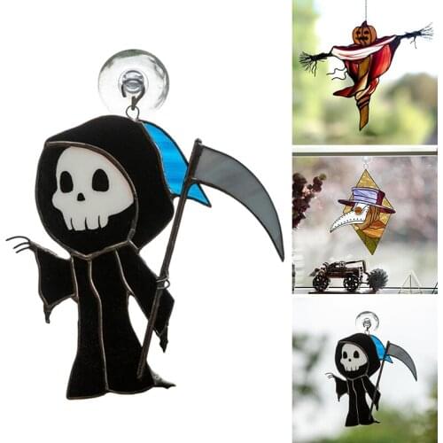 Halloween Theme Hanging Ornament Hand Painted Acrylic Crafts Pendant for Home Living Room Garden Decoration SEC88