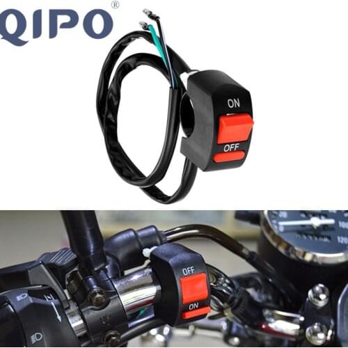 QIPO Universal 2 or 3 Wires Motorcycle Headlight Handlebar Fog Light Switch ON-OFF Button DC12V For U5 U7 LED Lamp Angel Eyes