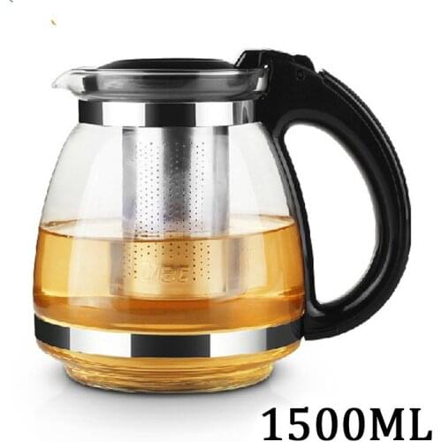High Quality 1.5L Steel Stainless Glass Teapot Water Kettle With Filtering Mesh Tea Kettle Drinkware Heat-resistan