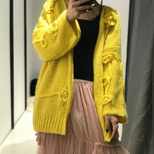 Poncho Sweater Women Sale Cardigan Feminino Lazy Wind Female 2019 New Winter Handmade Pearl Crochet Color Mohair Sweater Woman