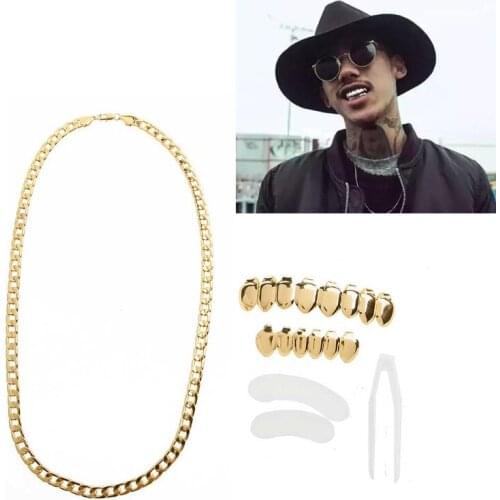 72XE Gold Braces Set is Suitable for Ladies Mens Hip Hop Grills for Your Teeth Rapper Clothing Teeth Jewelry and Accessories