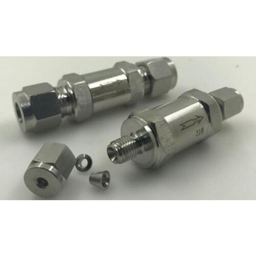 1pcs 316 Stainless Steel Check Valve For 1/2" O/D Tube Compression Fitting Max Pressure 40 Mpa