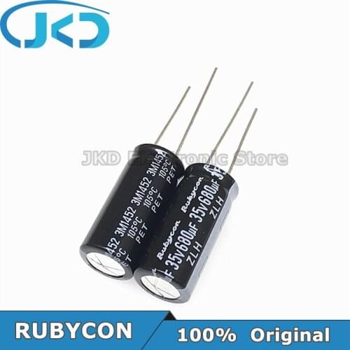 10pcs RUBYCON 680UF 35V 10*23mm 680UF35V 35V680UF 10x23mm Aluminum Electrolytic Capacitor 100% Original