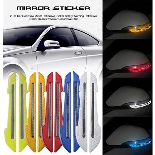 2PCS Reflective Warning Tape with Door Scratchproof Sticker with Glow-in-the-dark Rearview Mirror Bumper Sticker Car Decoration
