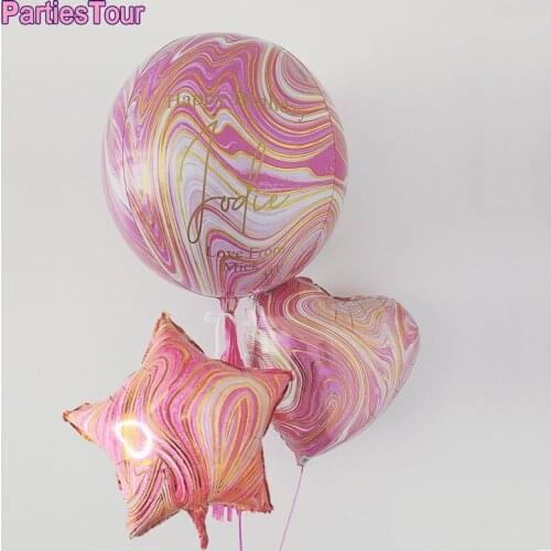3X/lot 22'' 18'' Marble Agate Foil Star Love Balloons Agate Balloons for Baby Shower Wedding Brithday Party Decor Balloon Globo
