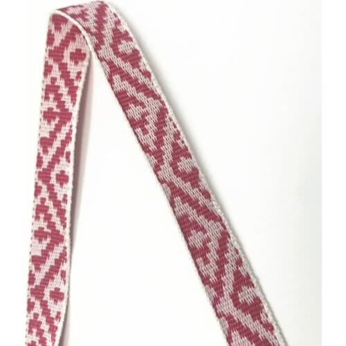 5Yards 13mm 1/2" Pink Geometric Woven Ribbon Sewing Clothing Decoration Jacquard Ribbons Straps Belt Accessory Materials