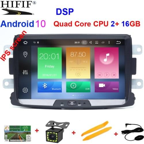 8Inch Android10 QuadCore Car Radio GPS 1Din For Renault LOGAN II Duster DACIA DOKKER Dacia camera gift 8L