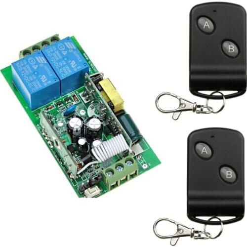 AC 85-250 V 10A 2 CH RF Wireless Remote Control 1* Receiver +2* Transmitter 2 keys self-lock