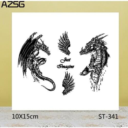 AZSG Myth Ferocious Dragon / Wings Clear Stamps/Seals For DIY Scrapbooking/Card Making/Album Decorative Silicone Stamp Crafts