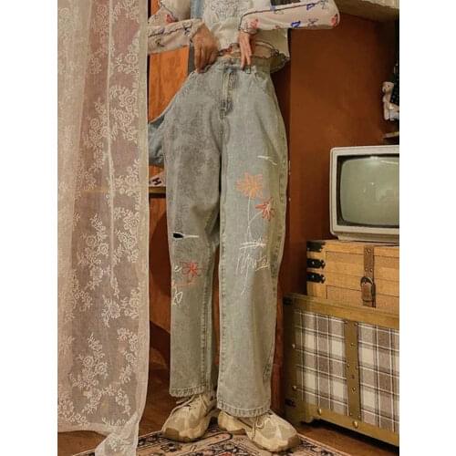 Pants Female Womens Jeans Large Size Boyfriend Jean Women Jeans y2k Pants High Waist Mom Ripped Jeans Cool Stright Trousers