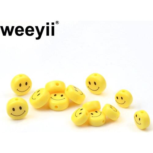10/12mm Yellow Oblate Shape Face Smiley Beads Spacer Loose Beads For Jewelry Making DIY Bracelet Necklace Accessories Wholesale