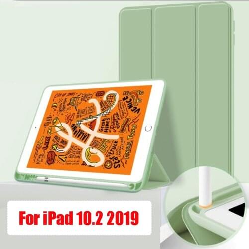 With Pencil Holder Case For iPad 10.2 inch 2019 A2197 Auto Sleep/Wake PU Leather Stand Case for iPad 7th Generation Funda Capa