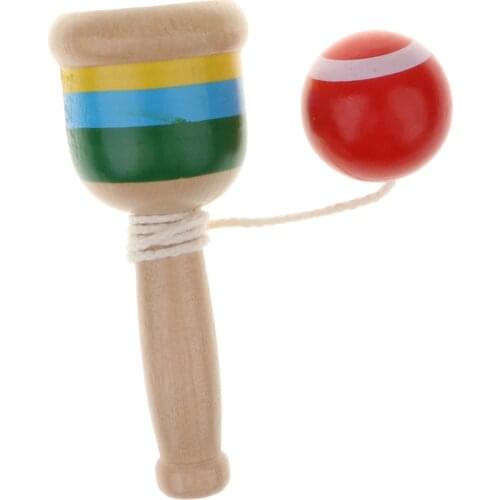 Wooden Painted Kendama Skill Ball Cup Kendama Educational Toy Red