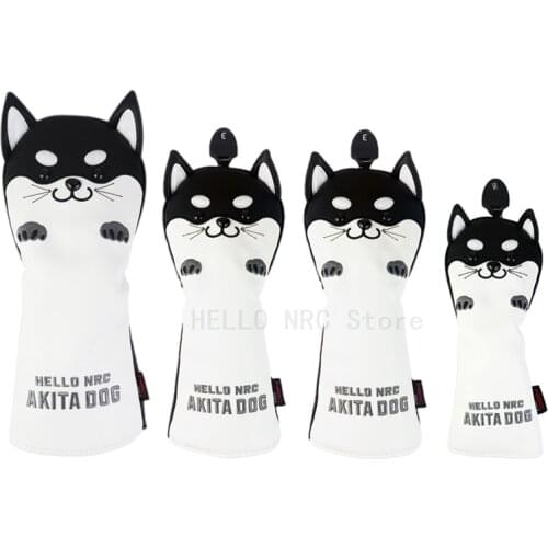 Hot Sale Golf Club Head Covers Driver Fairway Wood Hybrid Covers Lovely Golf AKITA DOG Cartoon Animal 460cc