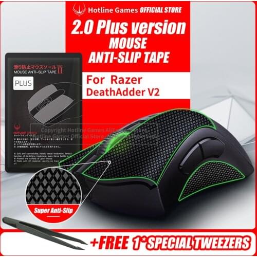 Hotline Games 2.0Plus Mouse Anti-Slip Grip Tape for Razer DeathAdder V2,Grip Upgrade,Moisture Wicking,Pre Cut,Easy to Apply