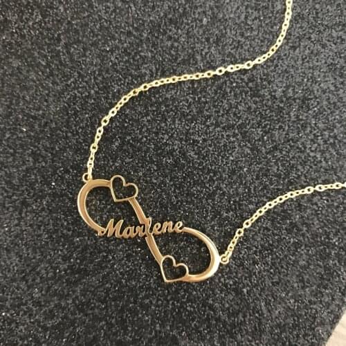 Custom Infinity Name Necklace Bobo Jewelry Stainless Steel Double Empty Heart Nameplate Choker Necklaces For Women Gifts
