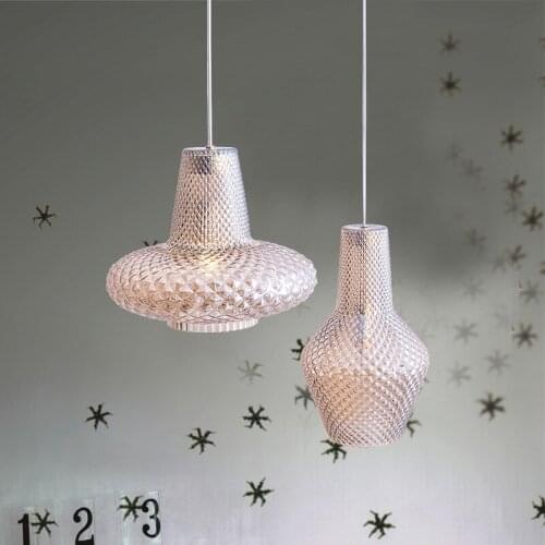 Italian Designer Diamond Patterned Pendant Lights Irregular Glass Living Room Dining Room Table Modern Hanging Lights Lighting