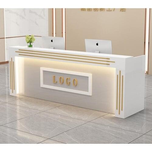 Front desk cashier simple modern simple reception desk with light supermarket beauty salon clothing barber shop small bar