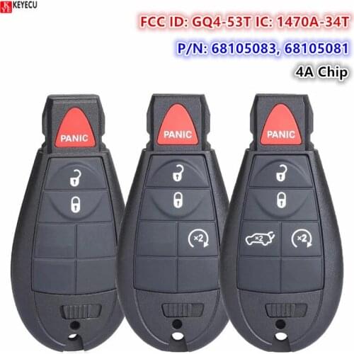 KEYECU for Jeep Cherokee 2014 2015 2015 2017 2018 2019 Fobik Remote Key Fob GQ4-53T 433MHz 4A Chip 68105083 68105081