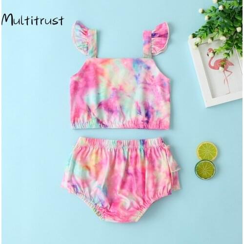 3-24M Newborn Infant Baby Girls Clothes Set Summer Vest Tops Ruffles Shorts Outfits Cute Girl Costumes