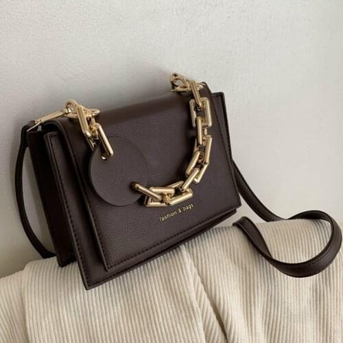 Female Small Luxury designer handbag Thick Chain Crossbody Bags for Women Black Ladies Leather Shoulder bags female message Bag