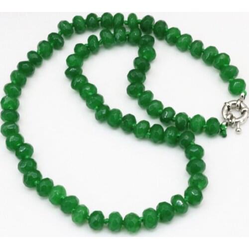 Natural green stone 5*8mm abacus chalcedony jades faceted beads choker necklace for women clavicle chain jewelry 18inch B3205