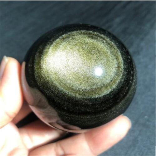 Natural Gold Cat Eye Obsidian Crystal Ball Massage Ball Magic Ball Feng Shui Jewelry