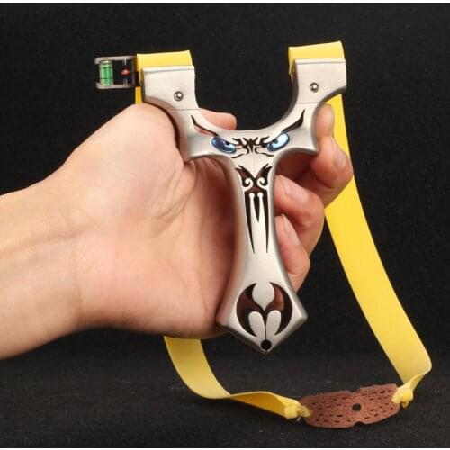 Hunting Slingshot Catapult Demon Stainless steel with Flat rubber Band Mechanical Sight Powerful Handheld Bow New
