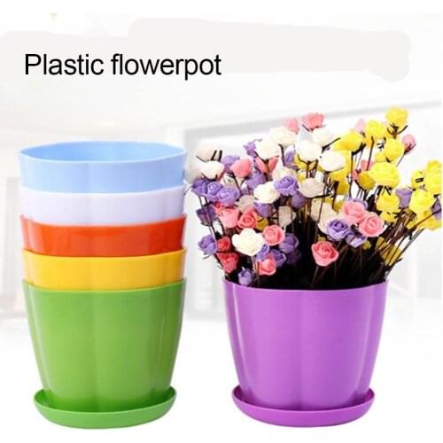 Plastic Flower Pot Planters Bright Color Bonsai Succulent Plant Pot Planters Flower Pot Container Garden Flower Plant Flowerpot