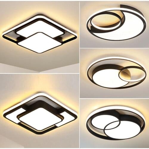 Modern 3CCT Dimmable Led Ceiling Lights 15W 36W 48W 98W Black Shell Art Ceiling Lamp Fixtures For Living Room BedRoom