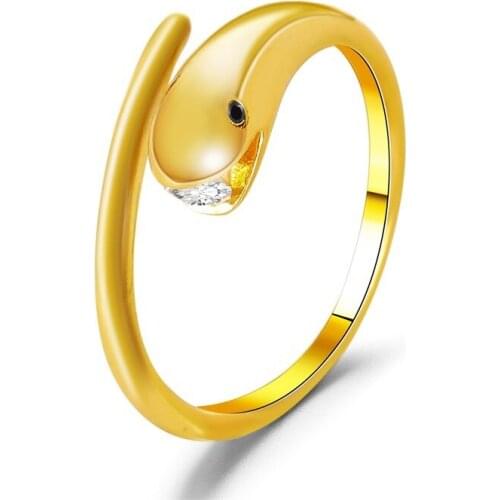 Simple and snake ring cute zircon opening adjustable index finger ring