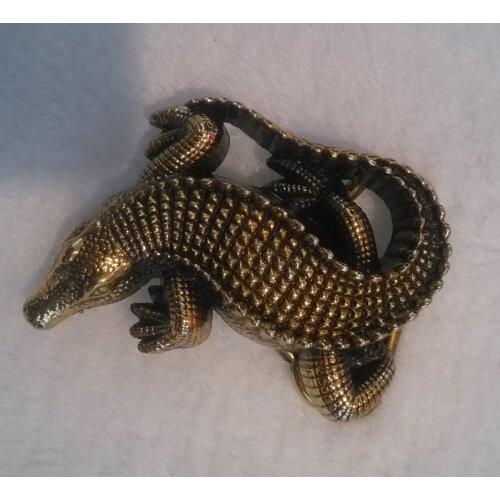 Zinc Alloy crocodile embossed belt buckle