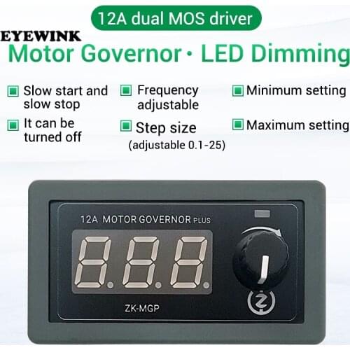ZK-MGP Adjustable Speed PWM DC Motor Controller 5-30v 12A 360W 6V 12V 24V Slow Start Slow Stop Module