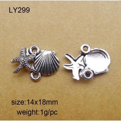Retro 50pcs 14x18mm Antique Silver Ornate Starfish Shell Connectors Findings