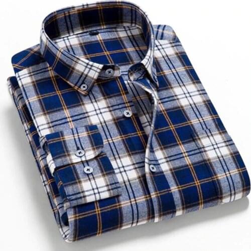 VFan Flannel Men Plaid Shirts 2010 New Autumn Luxury Slim Long Sleeve Brand Formal Business Fashion Dress Warm Shirts