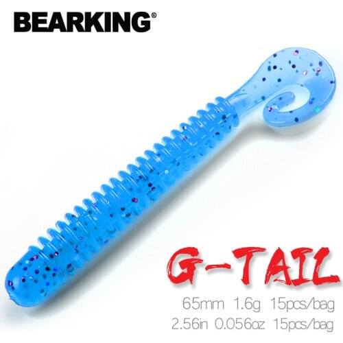 BEARKING Fishing Lure 65mm 1.6g 15pcs / bag G tail Soft Baits Fishing Wobbler Bass Bait Artificial Fishing soft Lure Tacke
