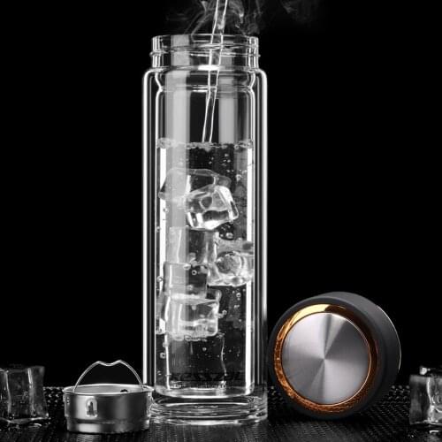 Glass tea cup double-layer insulation household heat preservation high temperature resistant portable simple water cup high-end