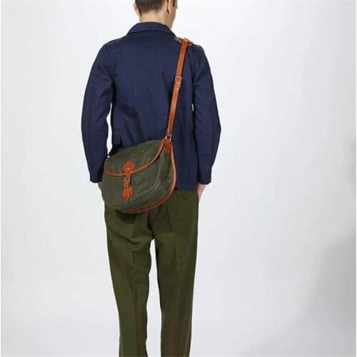 Shoulder Messenger Bag Retro Men and Women Casual Italian Vegetable Tanned Leather Anti-splash Oil Wax Canvas Bag