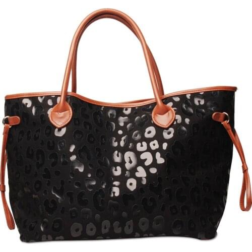 Women Handbags Black Leopard Print Fashion Shoulder Bag Ladies Casual Shopping Top-Handle PU Luxury Tote For Female Sac