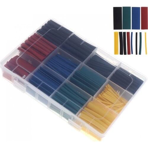 530pcs/lot Heat Shrink Tubing Insulation Shrinkable Tube Assortment Electronic Polyolefin Ratio 2:1 Wrap Wire Cable Sleeve Kit
